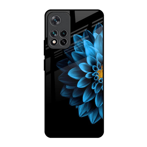 Half Blue Flower Mi 11i HyperCharge Glass Back Cover Online