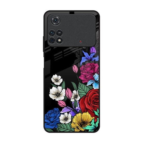 Rose Flower Bunch Art Poco M4 Pro Glass Back Cover Online