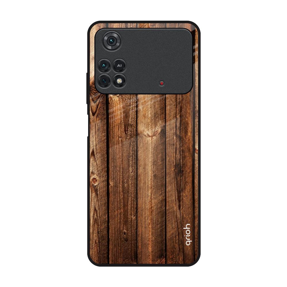 Timber Printed Poco M4 Pro Glass Back Cover Online