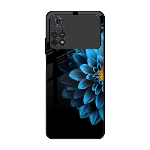 Half Blue Flower Poco M4 Pro Glass Back Cover Online