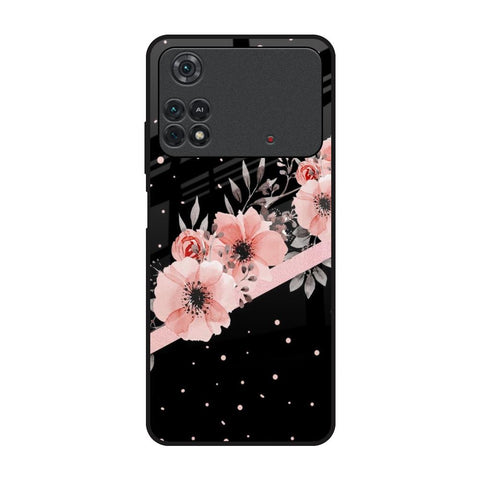 Floral Black Band Poco M4 Pro Glass Back Cover Online