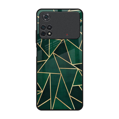 Abstract Green Poco M4 Pro Glass Back Cover Online