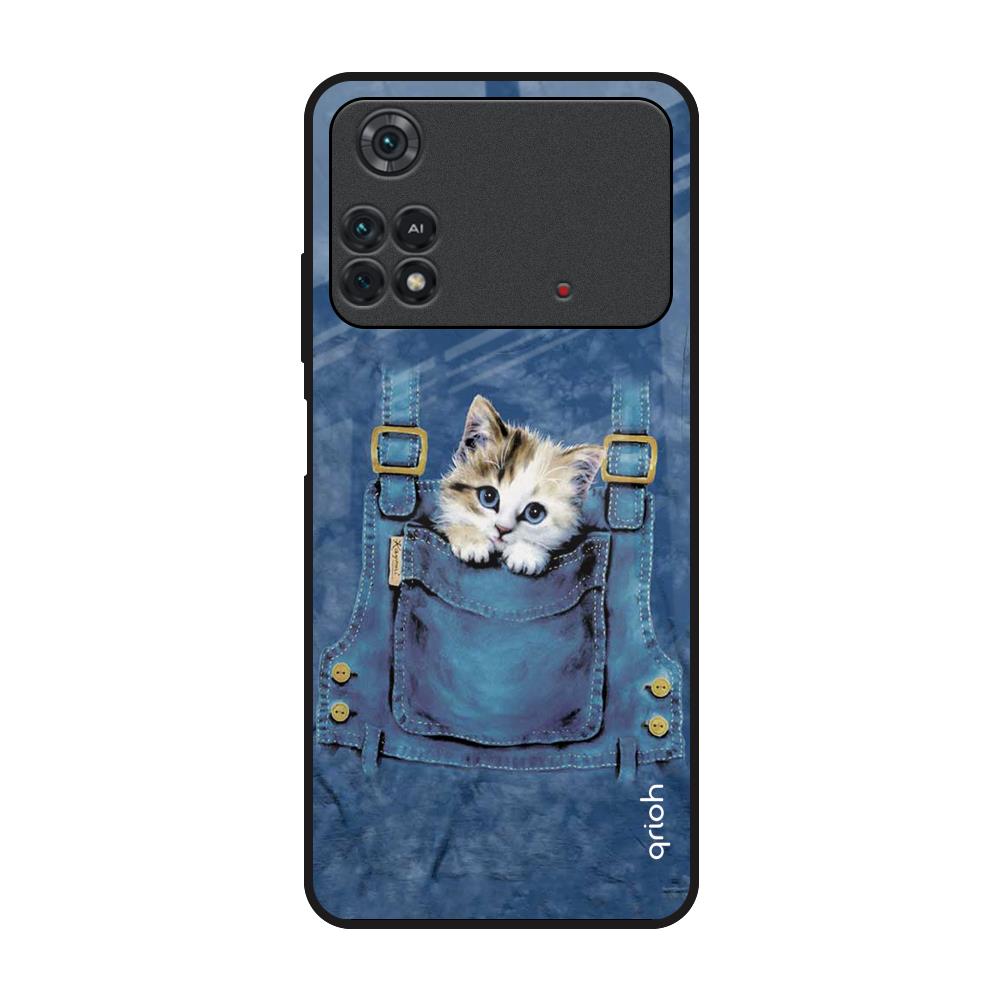 Kitty In Pocket Poco M4 Pro Glass Back Cover Online