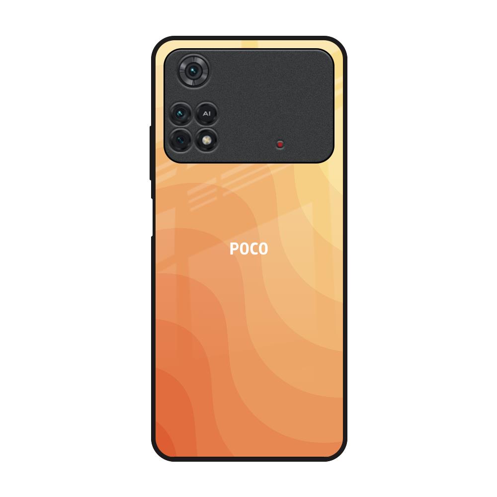 Orange Curve Pattern Poco M4 Pro Glass Back Cover Online