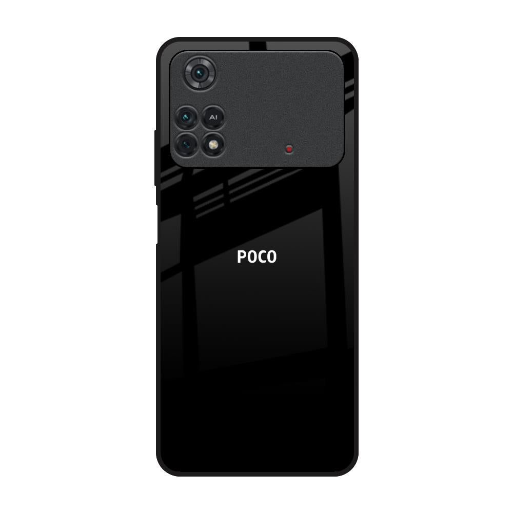 Jet Black Poco M4 Pro Glass Back Cover Online