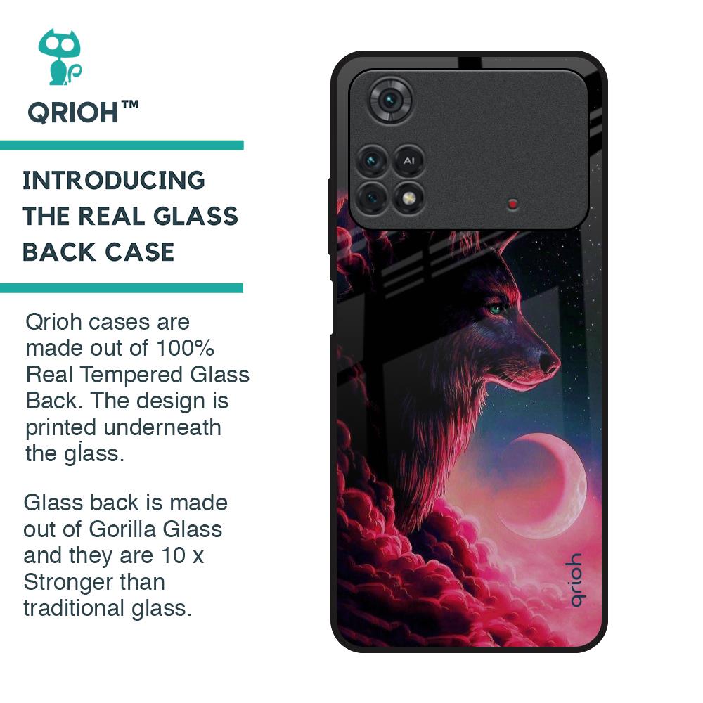 Moon Wolf Glass Case for Poco M4 Pro