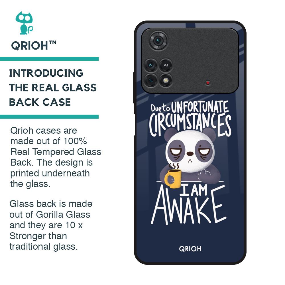 Struggling Panda Glass Case for Poco M4 Pro