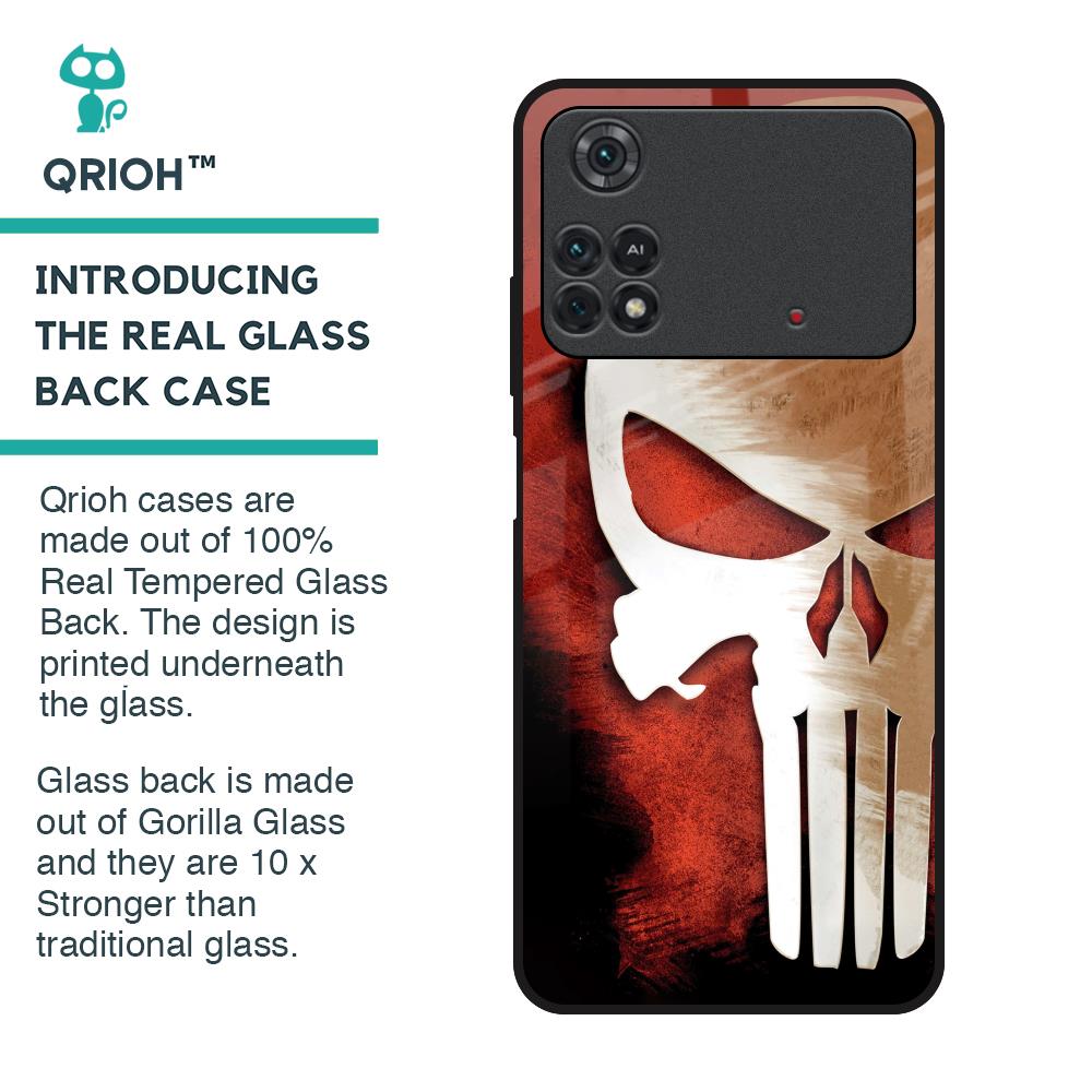 Red Skull Glass Case for Poco M4 Pro