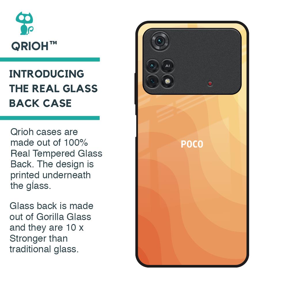 Orange Curve Pattern Glass Case for Poco M4 Pro