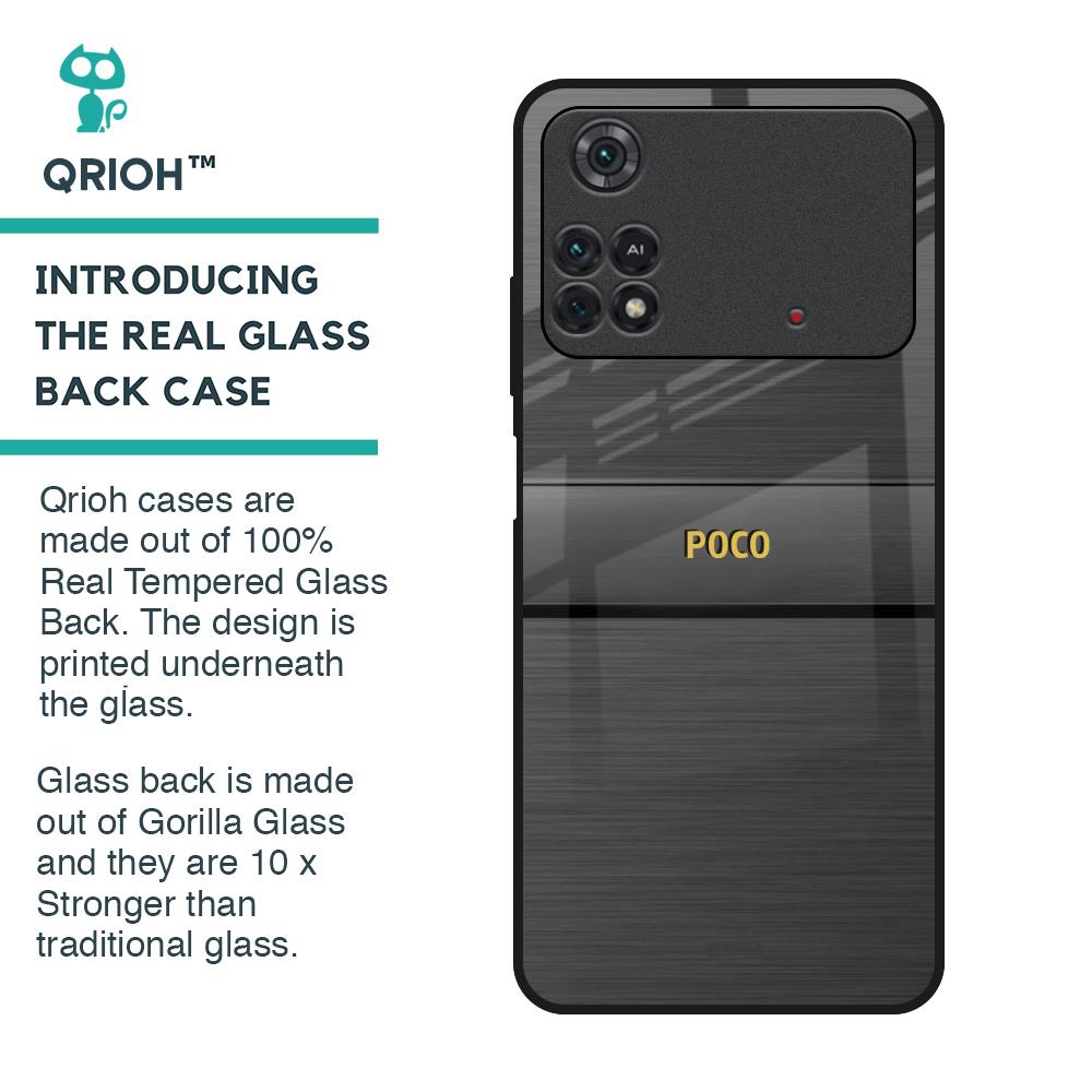 Grey Metallic Glass Case For Poco M4 Pro