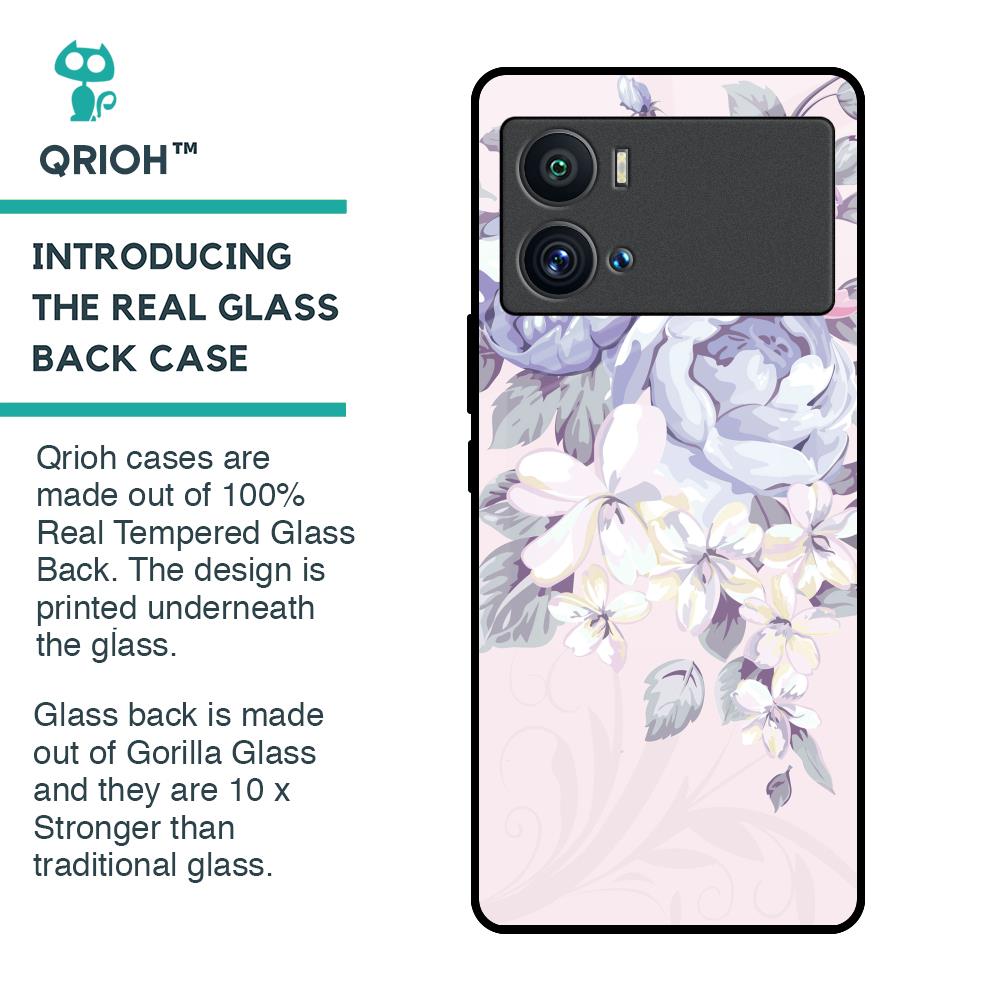 Elegant Floral Glass Case for iQOO 9 Pro