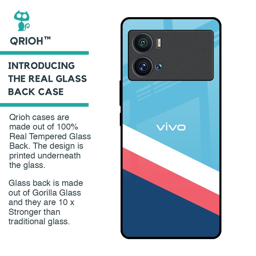 Pink & White Stripes Glass Case For iQOO 9 Pro