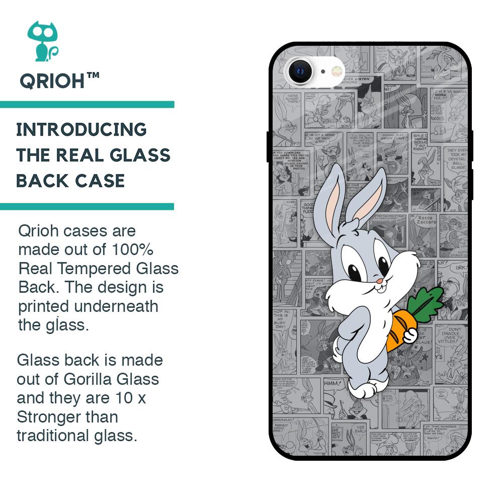 Cute Baby Bunny Glass Case for iPhone SE 2022