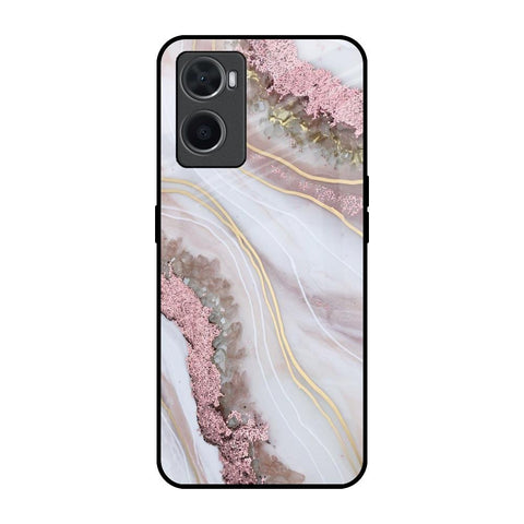Pink & Gold Gllitter Marble Oppo A96 Glass Back Cover Online