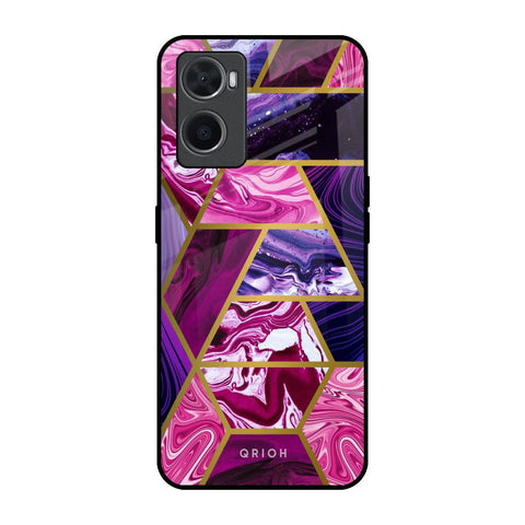 Electroplated Geometric Marble Oppo A96 Glass Back Cover Online