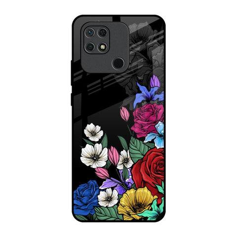 Rose Flower Bunch Art Redmi 10 Glass Back Cover Online