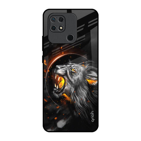Aggressive Lion Redmi 10 Glass Back Cover Online