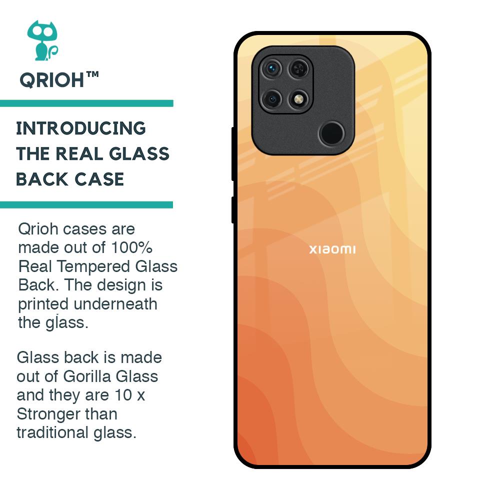Orange Curve Pattern Glass Case for Redmi 10
