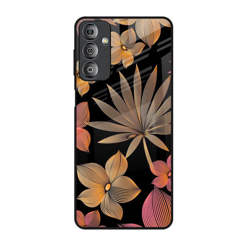 Lines Pattern Flowers Samsung Galaxy F23 5G Glass Back Cover Online