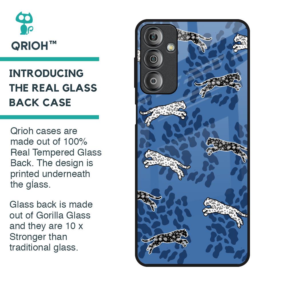 Blue Cheetah Glass Case for Samsung Galaxy F23 5G