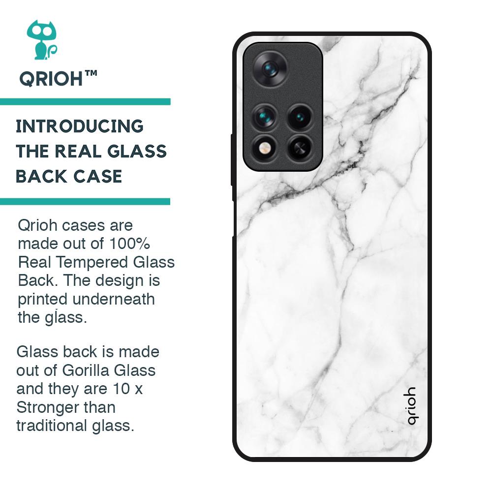 Modern White Marble Glass Case for Redmi Note 11 Pro 5G