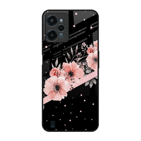 Floral Black Band Realme C31 Glass Back Cover Online