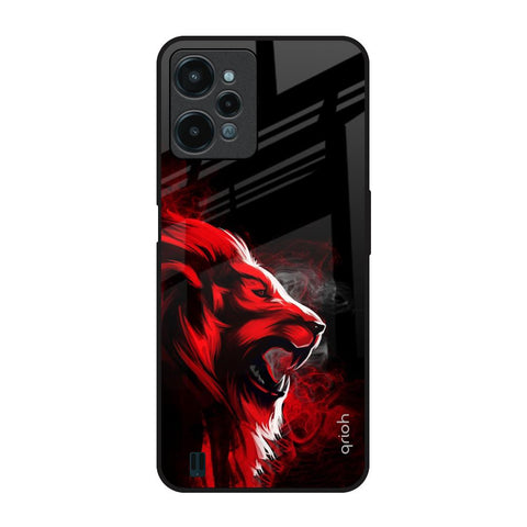 Red Angry Lion Realme C31 Glass Back Cover Online