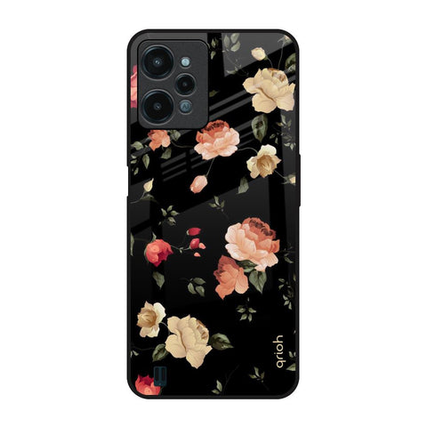 Black Spring Floral Realme C31 Glass Back Cover Online