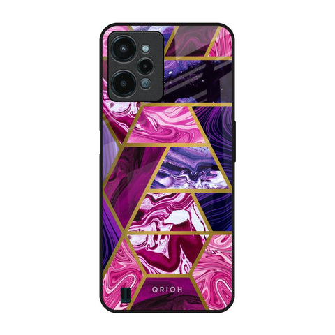 Electroplated Geometric Marble Realme C31 Glass Back Cover Online