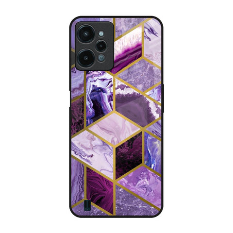 Purple Rhombus Marble Realme C31 Glass Back Cover Online