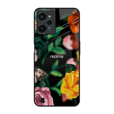 Flowers & Butterfly Realme C31 Glass Back Cover Online