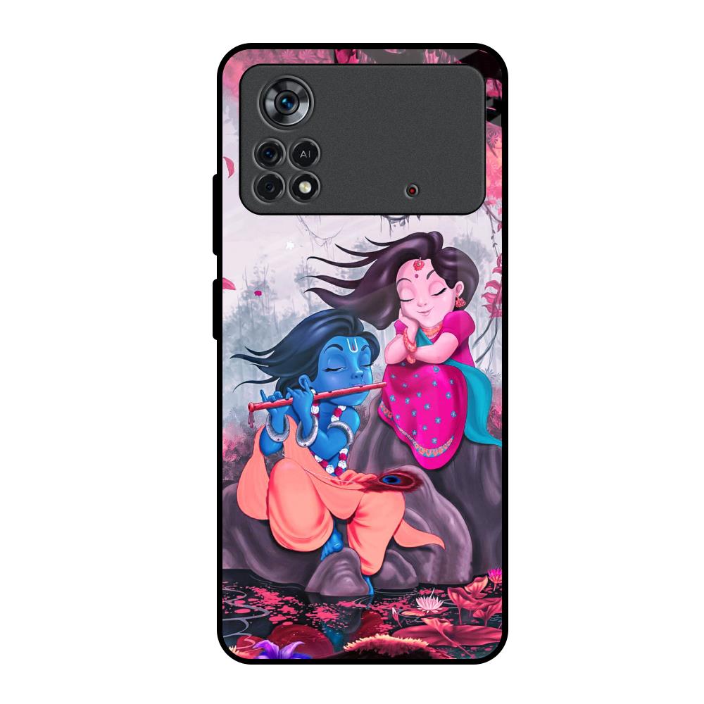 Radha Krishna Art Poco X4 Pro 5G Glass Back Cover Online