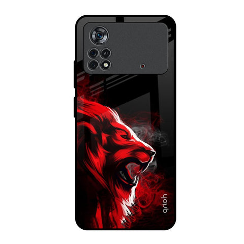 Red Angry Lion Poco X4 Pro 5G Glass Back Cover Online