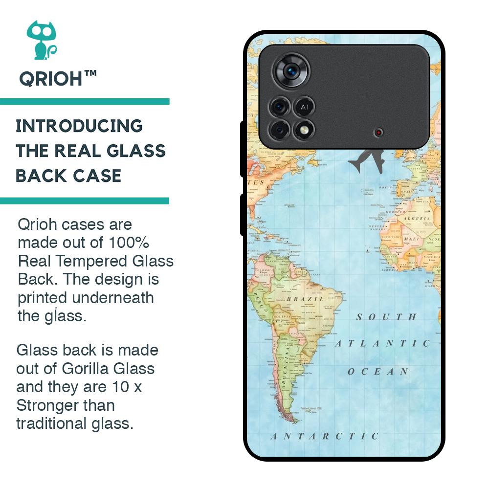 Travel Map Glass Case for Poco X4 Pro 5G