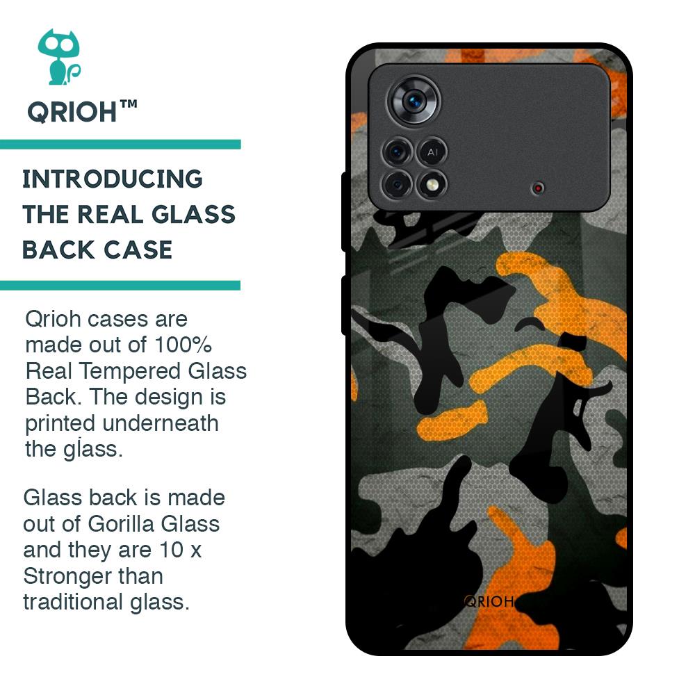 Camouflage Orange Glass Case For Poco X4 Pro 5G