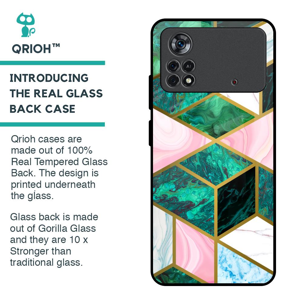 Seamless Green Marble Glass Case for Poco X4 Pro 5G