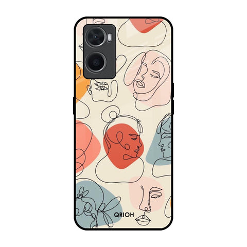 Abstract Faces Oppo A76 Glass Back Cover Online