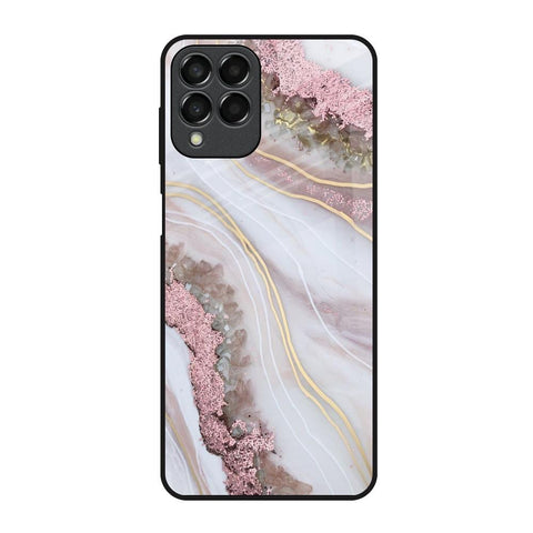 Pink & Gold Gllitter Marble Samsung Galaxy M33 5G Glass Back Cover Online