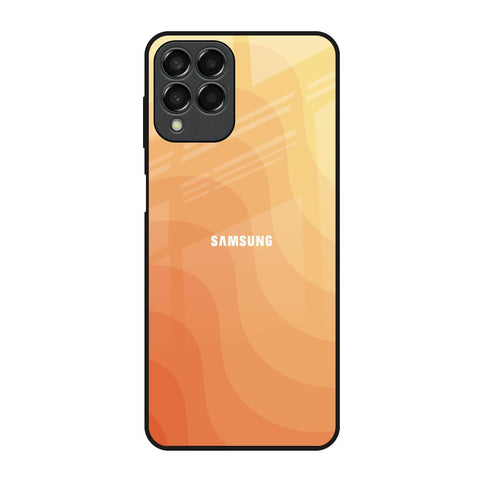 Orange Curve Pattern Samsung Galaxy M33 5G Glass Back Cover Online