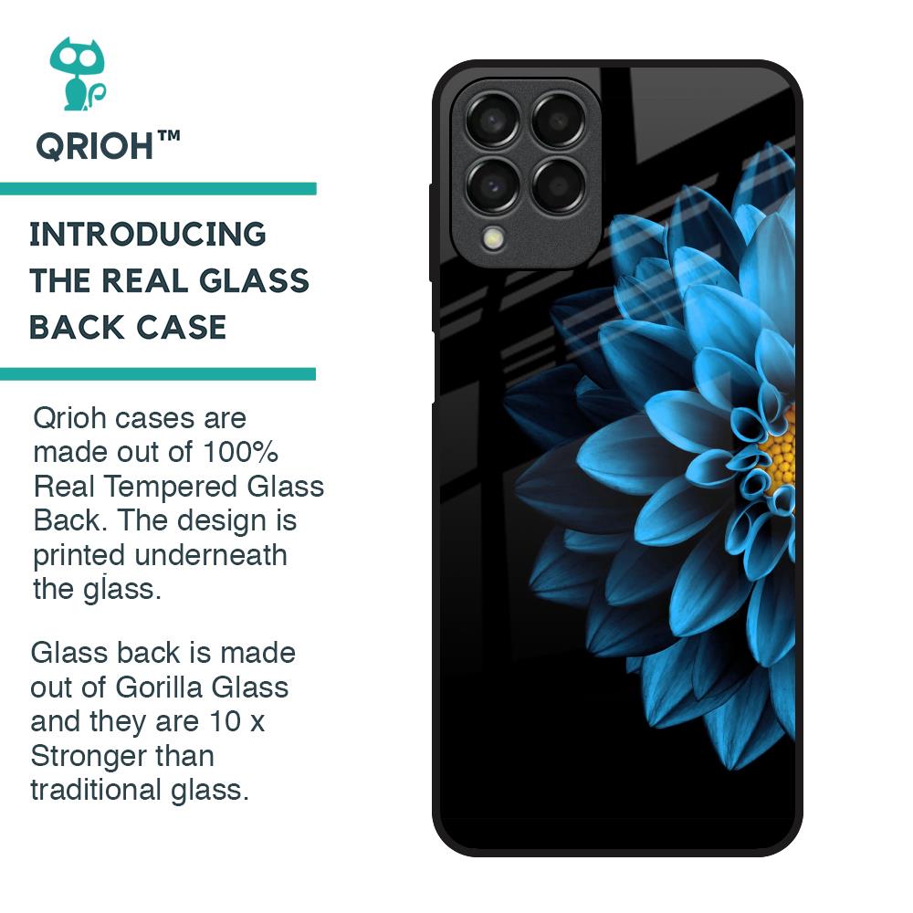 Half Blue Flower Glass Case for Samsung Galaxy M33 5G