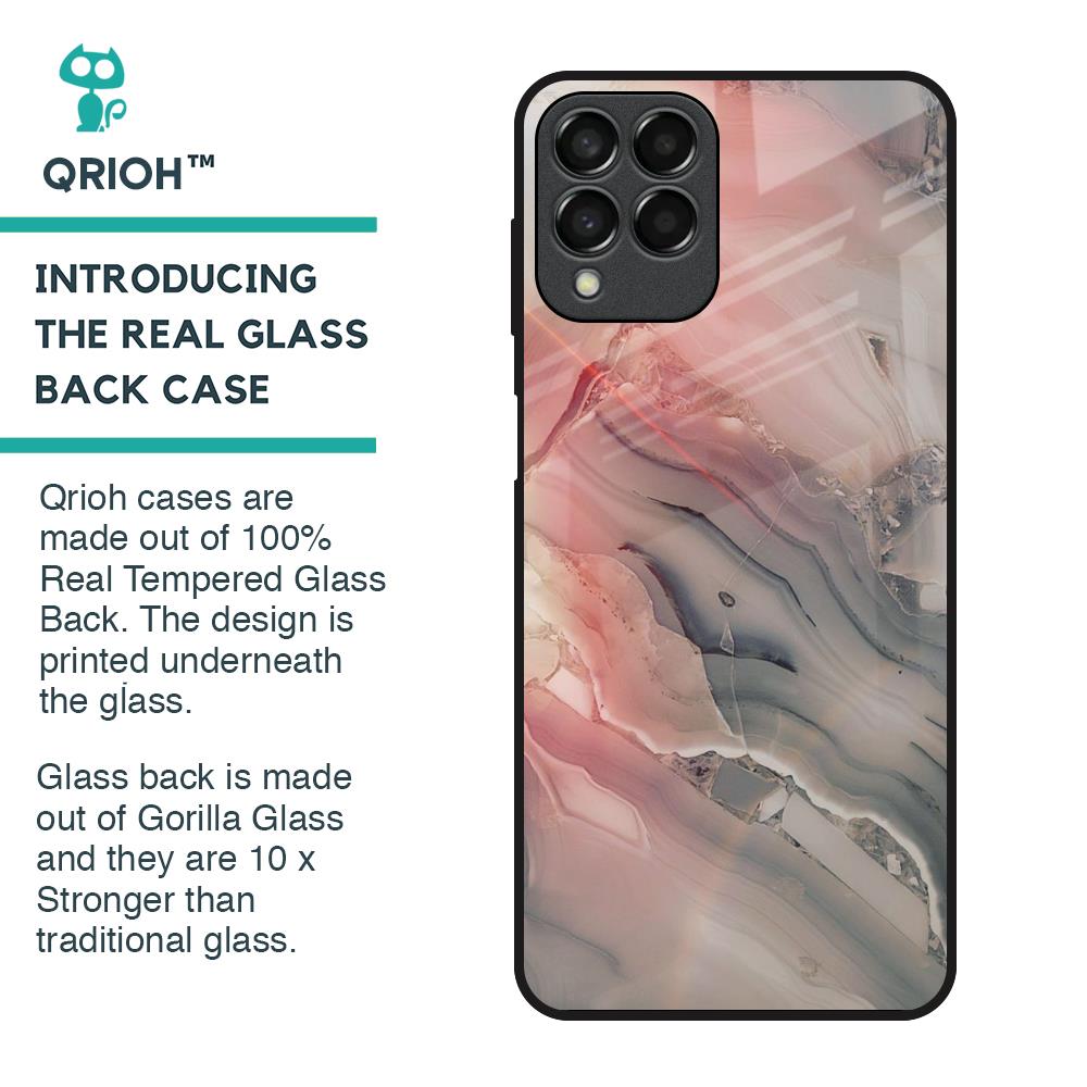 Pink And Grey Marble Glass Case For Samsung Galaxy M33 5G
