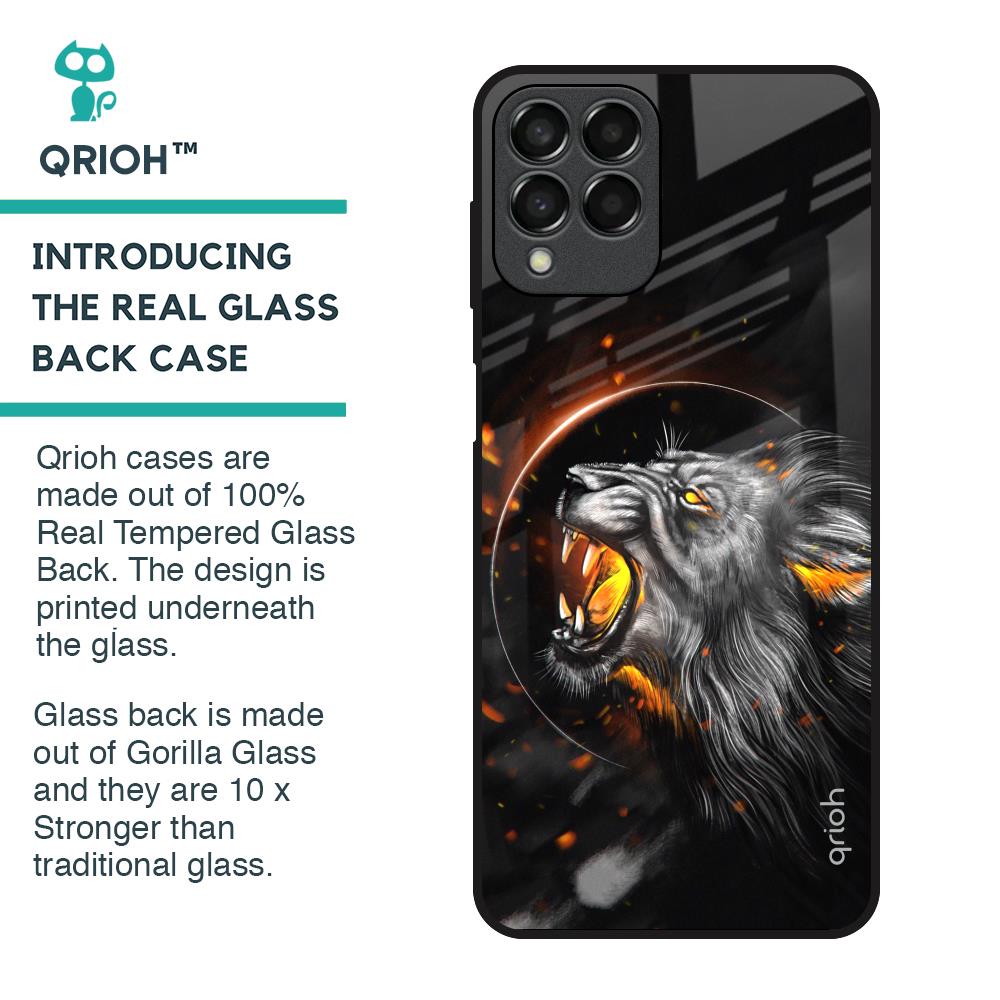 Aggressive Lion Glass Case for Samsung Galaxy M33 5G