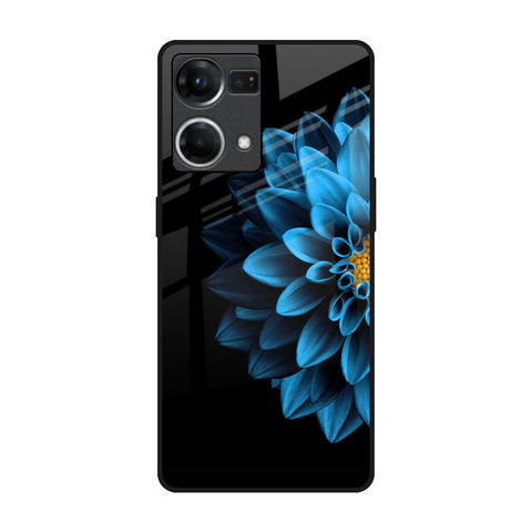 Half Blue Flower OPPO F21 Pro Glass Back Cover Online