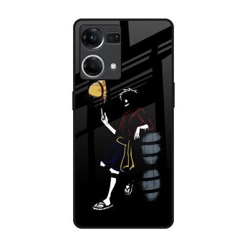 Luffy Line Art OPPO F21 Pro Glass Back Cover Online