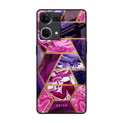 Electroplated Geometric Marble OPPO F21 Pro Glass Back Cover Online