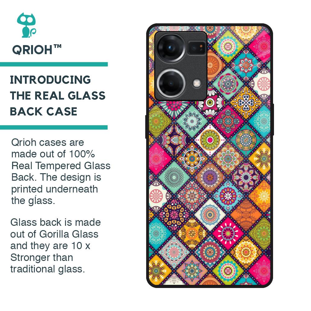 Multicolor Mandala Glass Case for OPPO F21 Pro