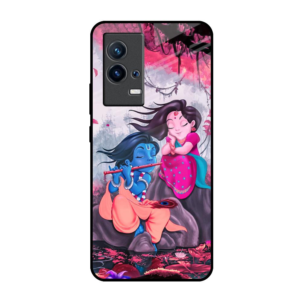 Radha Krishna Art IQOO 9 5G Glass Back Cover Online