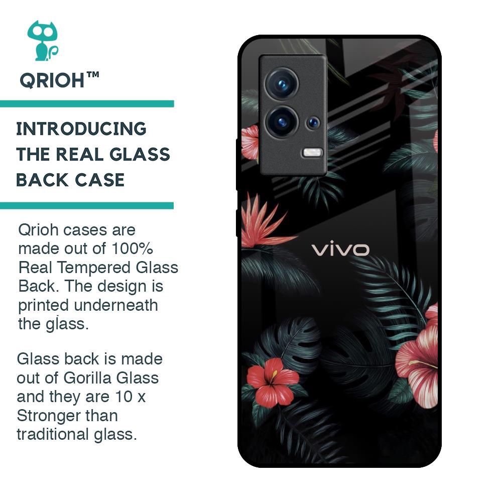 Tropical Art Flower Glass Case for IQOO 9 5G