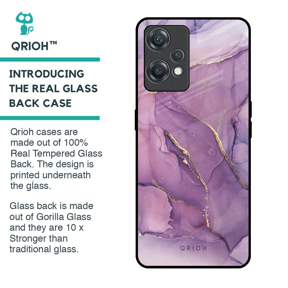 Purple Gold Marble Glass Case for OnePlus Nord CE 2 Lite 5G