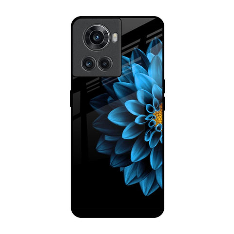Half Blue Flower OnePlus 10R 5G Glass Back Cover Online